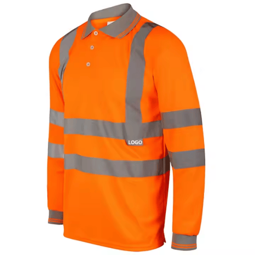 High Visibility Reflective Safety Work Long Sleeve Polo Shirt - lsasafety